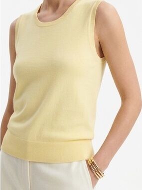 ANN TAYLOR Butter Yellow Knit Sweater Vest Shell Tank - Quiet Luxury 2026 S